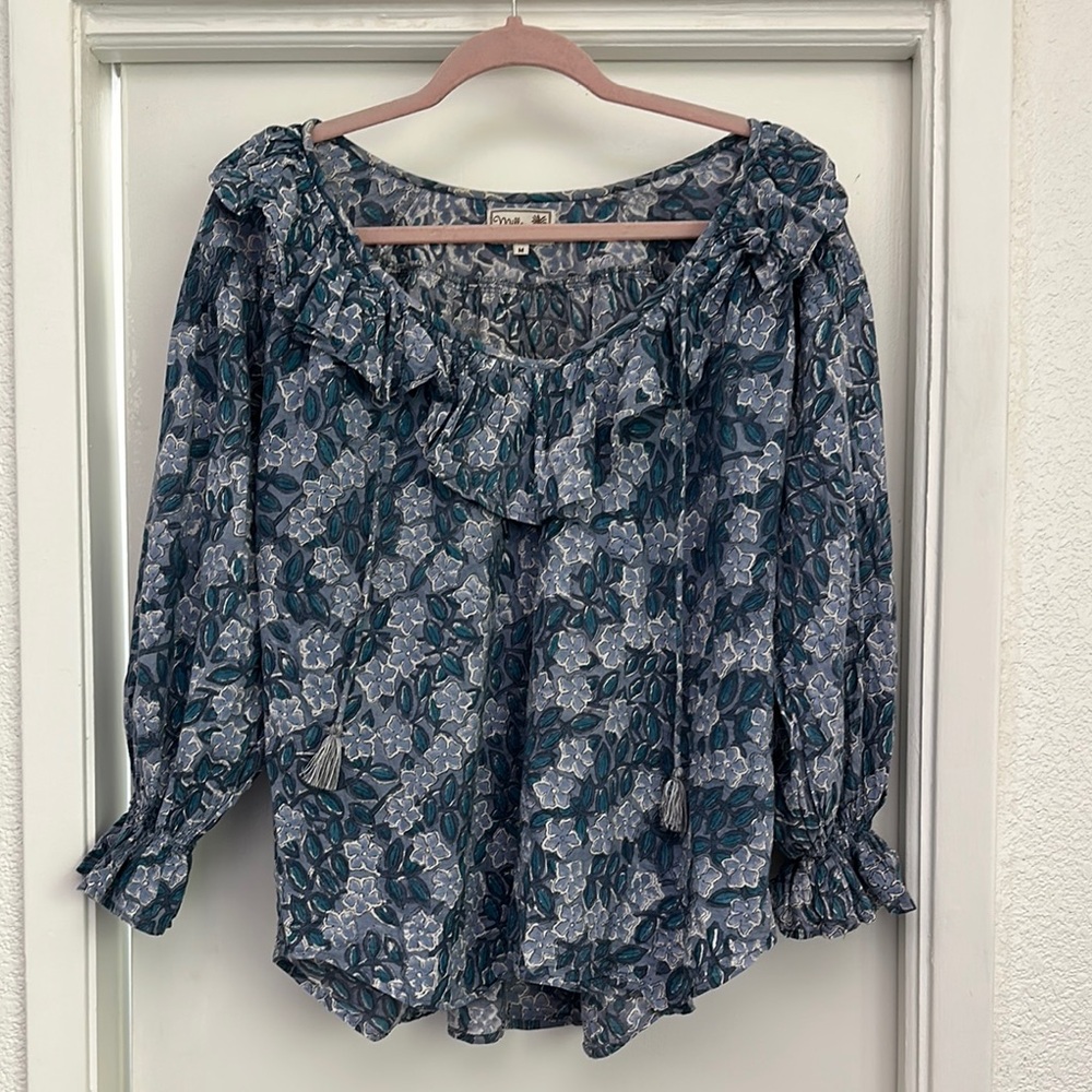 May Top in Blue Floral by Mille